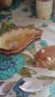Frankoma Brown Cream Ceramic Leaf-Shaped Glossy Candy Dish Pottery 512 Set of 4