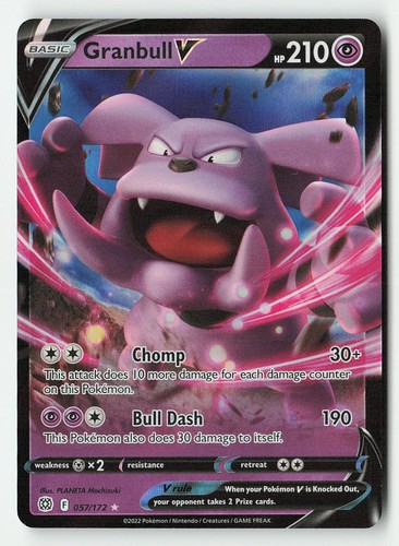Granbull V 057/172 Holo Ultra Rare Brilliant Stars Pokemon NM