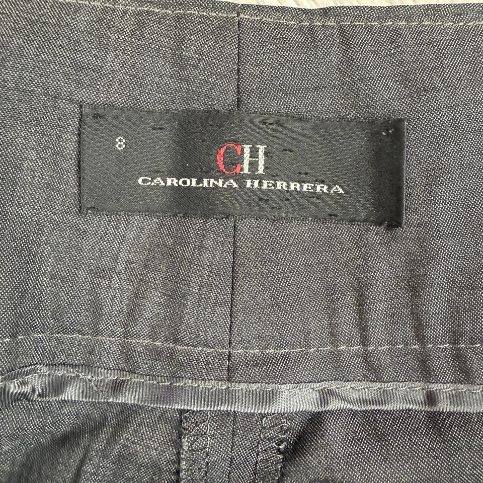 Carolina Herrera Pants Womens 8 Gray Wide Leg Dress Trousers CH Logo Buttons - Image 2 of 4