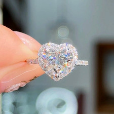 White Gold Engagement Rings IGI GIA Lab Grown Diamond Heart Cut 2.80 Ct 14K Band