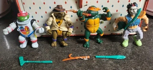 1989 & 1990 TMNT Vintage Mirage Teenage Mutant Ninja Turtles Lot Of 4 Excellent