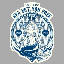 SEA STICKER OCEAN THE LITTLE MERMAID FISHERMAN SHIP STICKER SD124