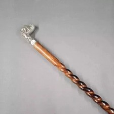 New Designer Brass Solid Dog head handle Wooden Walking Stick Vintage style Cane