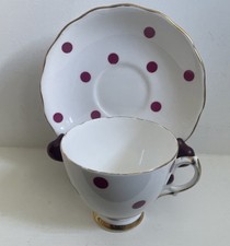 Royal Vale Crimson Polka Dot Tea Cup, Saucer 