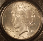 1924 Peace Dollar. PCGS MS-64. Starts at .99. NO RESERVE