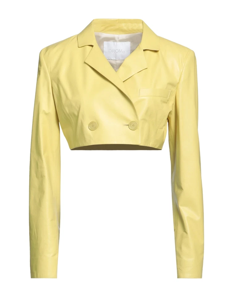 RRP €989 DROME Leather Spencer Jacket Size M Lined Yellow Made in Italy - Image 3 of 4