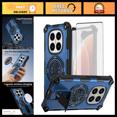 Xiaomi Redmi Note 14 Pro 5G Case with Tempered Glass & Magnetic Kickstand - Blue