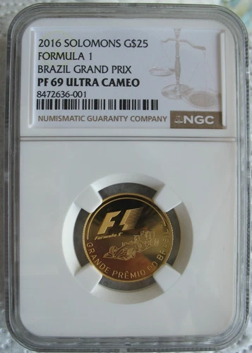 Solomons 2016 Gold 25 Dollars NGC PF-69 Ult. Cam. Formula-1 BRAZIL GRAND PRIX