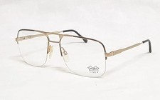 RARA LUXOTTICA TELLER GEPBROWN METAL EYEGLASSES HALFRIMLESS GLASSES GOLD FRAMES