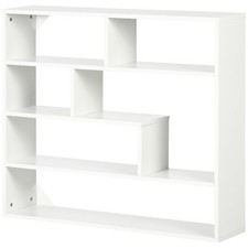 HOMCOM Libreria a Muro Moderna in Legno a 4 Livelli, 94x19.5x80cm, Bianco