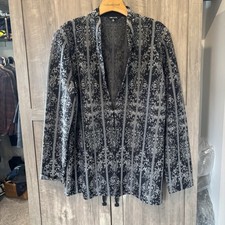 Misook XL Tailored Fit Two-Tone Jacquard Knit Jacket Black And Gray
