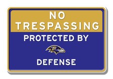 Baltimore Ravens No Trespassing Embossed sign 7.5" x 11.5" inch Made in USA