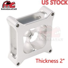 2 Aluminum 4150 Cnc Machined Carburetor Spacer Square Bore 4 Port - Silver Usa