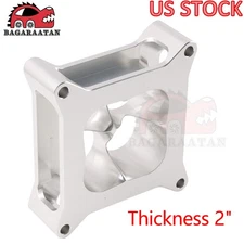2" Aluminum 4150 CNC Machined Carburetor Spacer Square Bore 4 Port - Silver USA