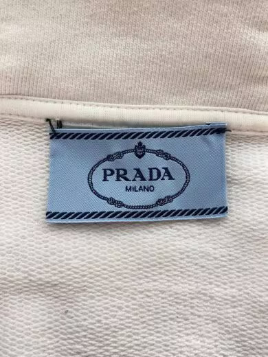 PRADA Zip Hoodie/ Large/ Cotton/ White/ Solid Color/ 138590 R212 11LN thumbnail 3