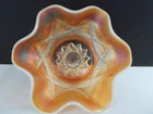 Dugan Peach Opal Ski Star Berry Bowl, Ruffled 5-3/4 inches