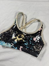 Justice Girls Reversible Sports Bra Black Gold Shiny Size Large 12/14 New