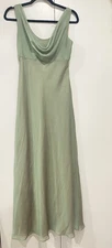 Betsy & Adam by Jaslene Dress Tan with Green Overlay Size 8P Sleeveless Party