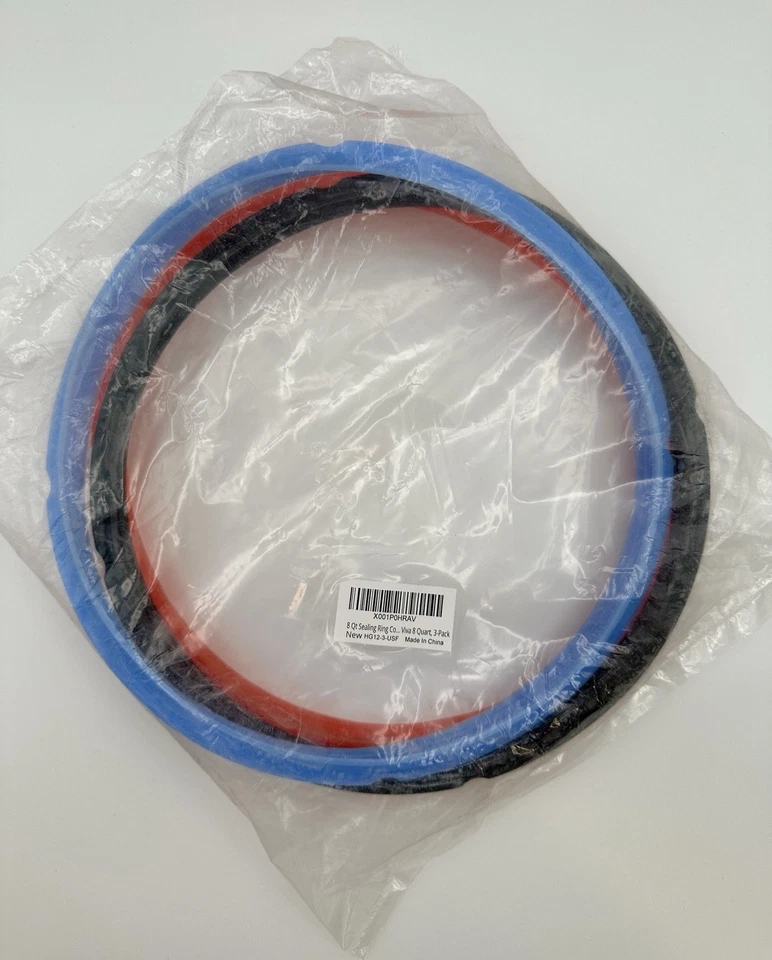 InstantPot 8-Quart 3 Colors Silicone Replacement Sealing Rings NEW Open Bag - Image 2 of 3