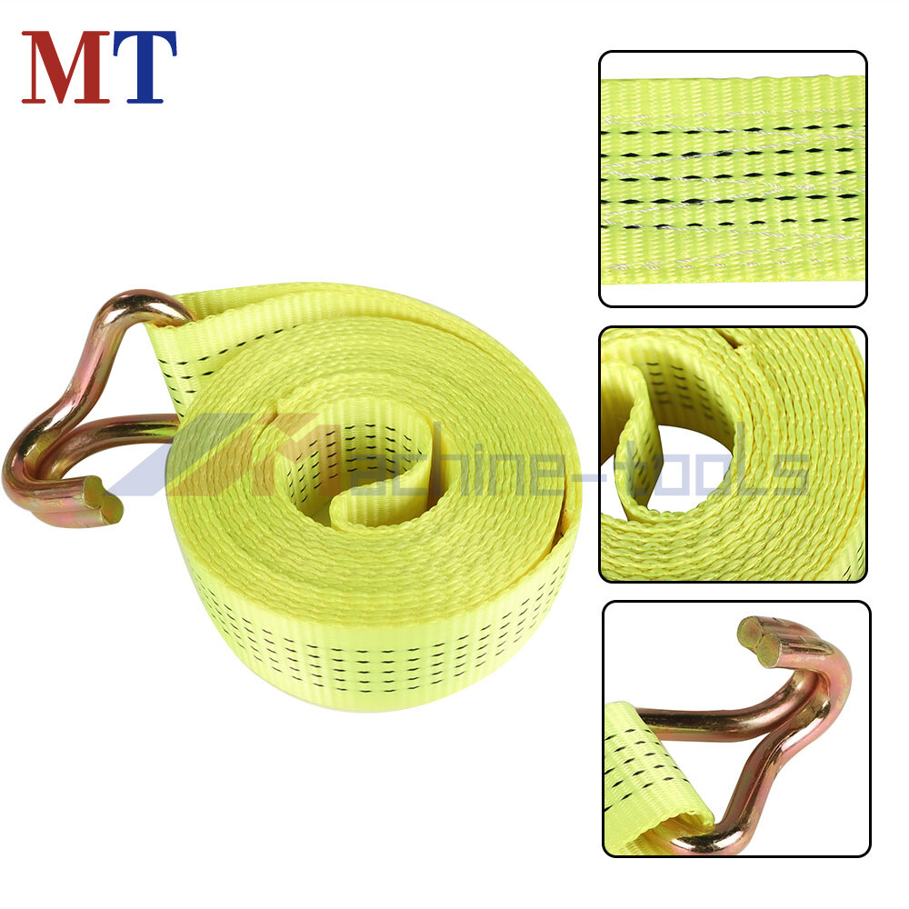 8 Pack Yellow Ratchet Straps J Hook 2" x 15' 5000 Lbs Heavy Duty Tie Downs