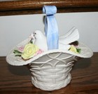 Fitz and Floyd White Dove Basket Weave Ceramic Covered Basket — photo 3