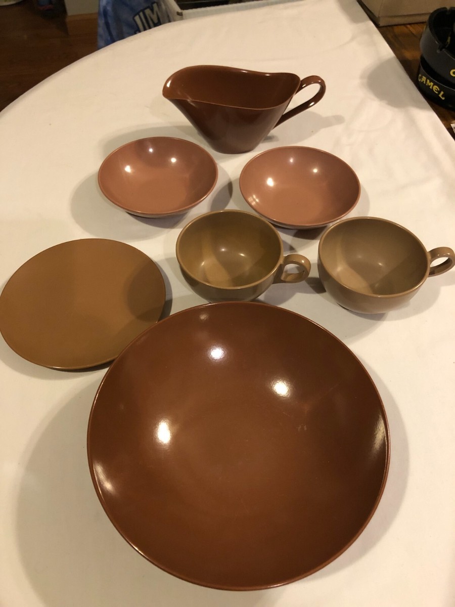 アメリカ製LENOX MELMACヴィンテージ メラミン食器セット USA 10 Vintage Lot 1950s Brown Melmac Set of Ten Kitchen Collectibles