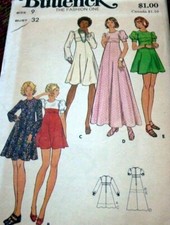  LOVELY VTG 1970s DRESS BUTTERICK Sewing Pattern BUST 32