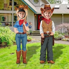 Capoda Western Party Decorations 2 Pcs Cowboy Couple Photo Props Multi Color