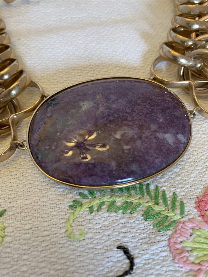 Juego de collar y pendientes Charoite Gemstone Station Infinity Link 20" Foto 3 de 4