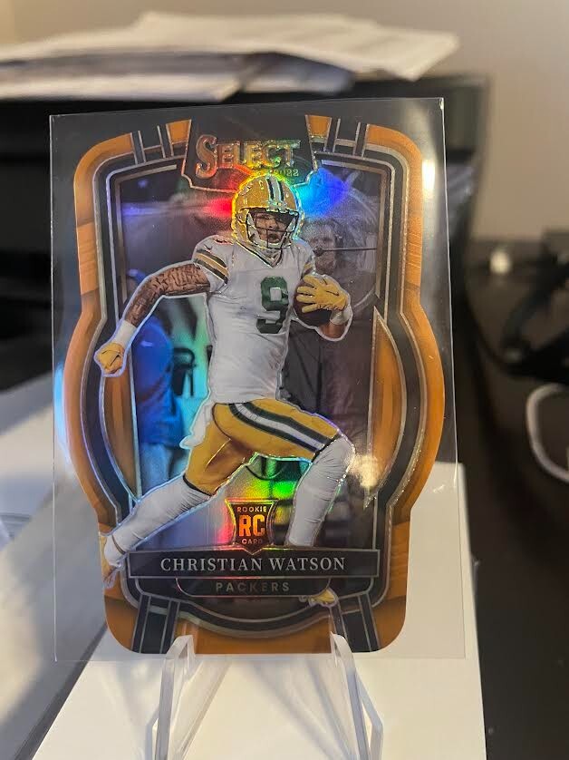 2022 Select Christian Watson, RC, Prizm Orange Die Cut, #53, (111/199)