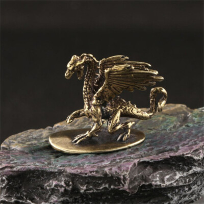 Brass Mighty Flying Dragon Figurines Miniatures Crafts Desktop Ornaments TJO