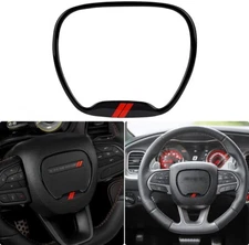 Auovo Steering Wheel Cover Trim for Dodge Charger Challenger 2015-2023 Black