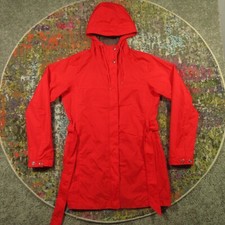Columbia Windbreaker Parks Jacket Women's M Red Hooded Belted EUC