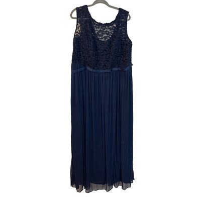 DAVIDS BRIDAL SLEEVELESS LACE TOP NAVY BLUE DRESS