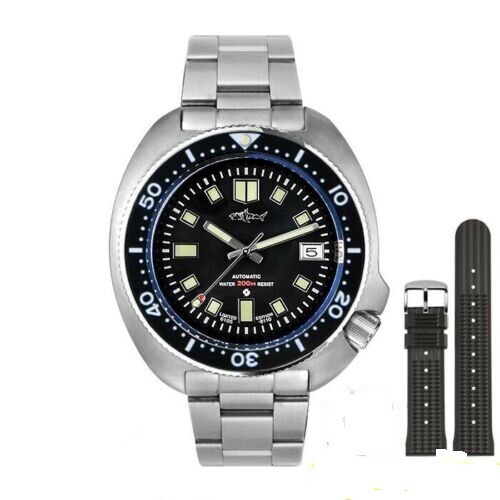 Montre de plongée Sharkey Turtle automatique résistant aux chocs avec aiguilles luminescentes