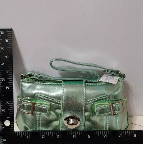 Vintage Metallic Green Small Handbag Purse 8"L NWT - Picture 8 of 16