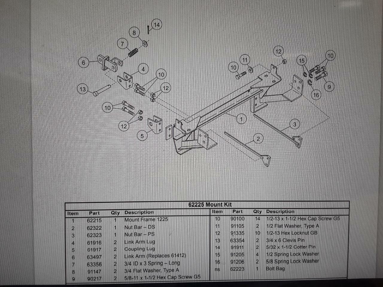 Western Unimount 62225 Snow Plow mount Bolt Kit 9703 Ford F150 1225 F