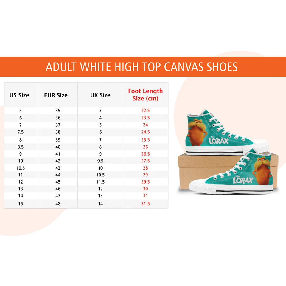 Top alto de lona The Lorax, Dr. Seuss The Lorax estampado unisex blanco Foto 3 de 4