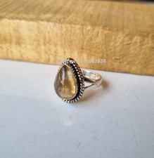 Golden Rutile Quartz Gemstone Ring 925 Sterling Silver Unique Style Ring PG5350