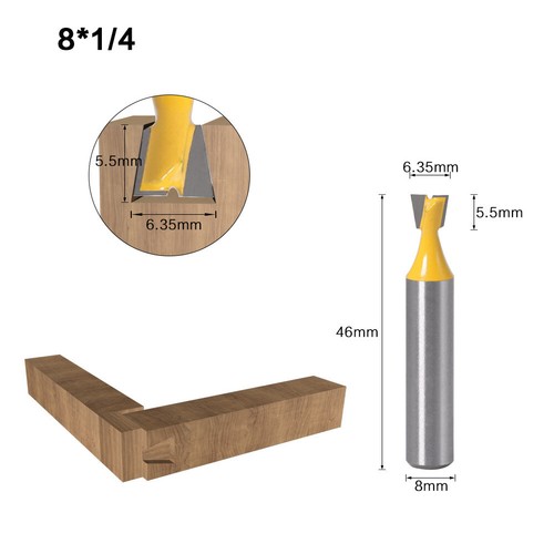 5 In 1 8mm Shank Carbide Dovetail Joint Router Bit Set Woodworking Cutter Tool - Picture 6 of 10