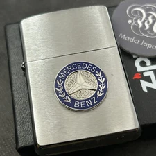 Zippo Mercedes-Benz Emblem Logo Silver Brass Oil Lighter Regular Case Japan