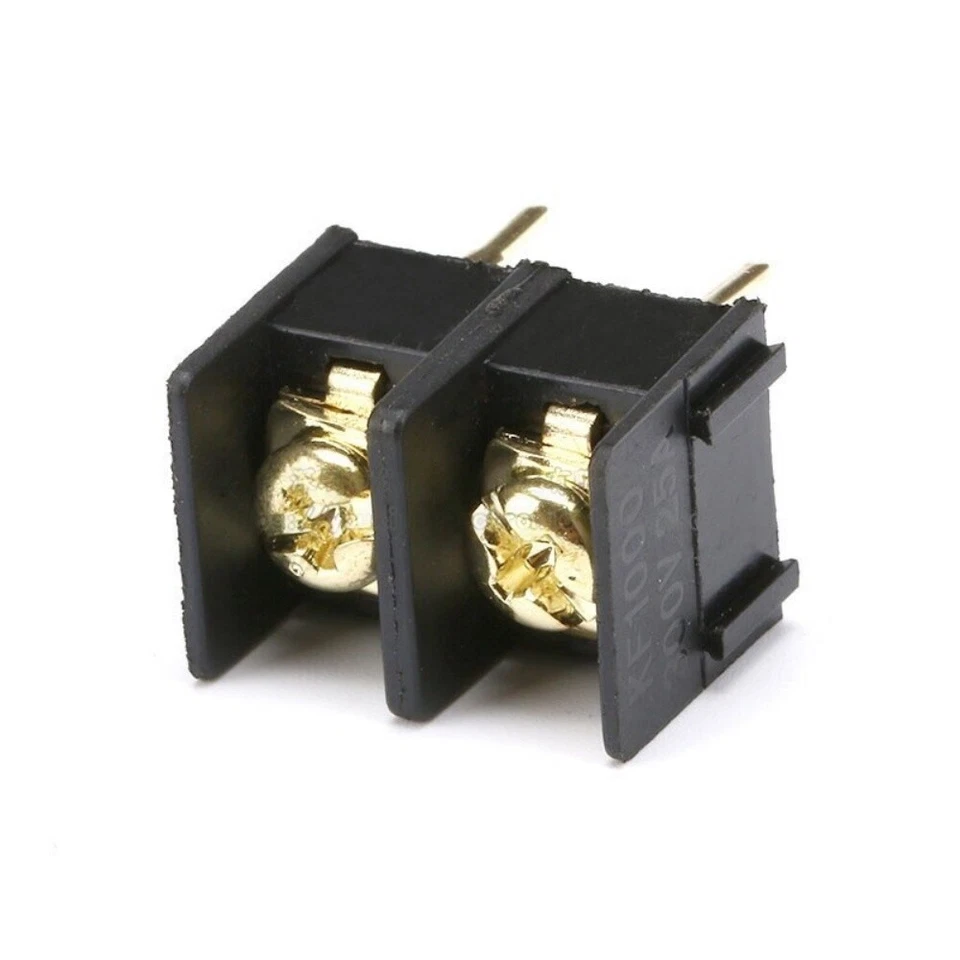 10mm Pitch 300/250V 2 Way PCB Black Screw Barrier Terminal Block Strip Connector - Image 2 of 2