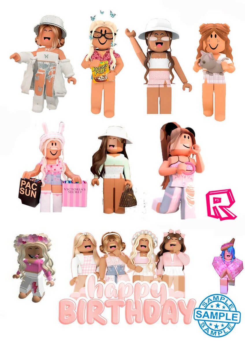 ROBLOX GIRL'S PARTY edible Cake topper A4 Icing Wafer UK