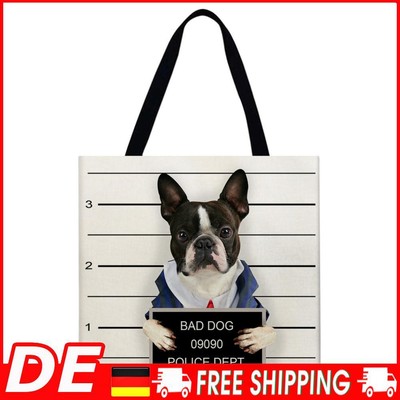 Dog Printed Shoulder Shopping Bag Casual Large Tote Handbag (40*40cm)