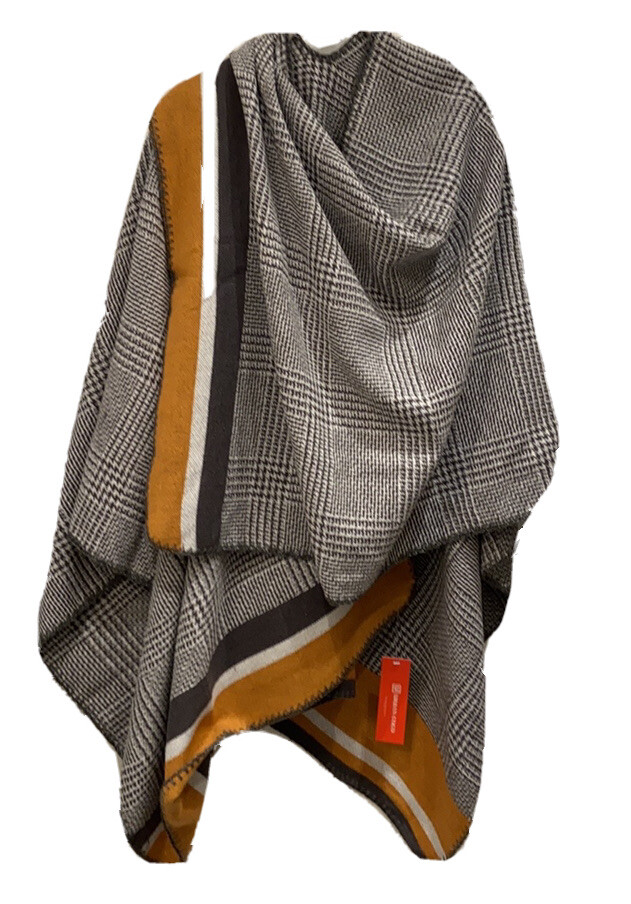 Urban Coco Open Front Poncho Cape in Gray Glen Plaid NWT image 4