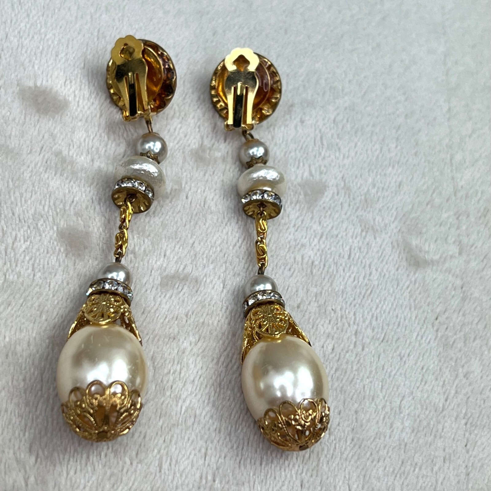 Rhinestone Pearl Drop Dangle Statement Earrings F… - image 5