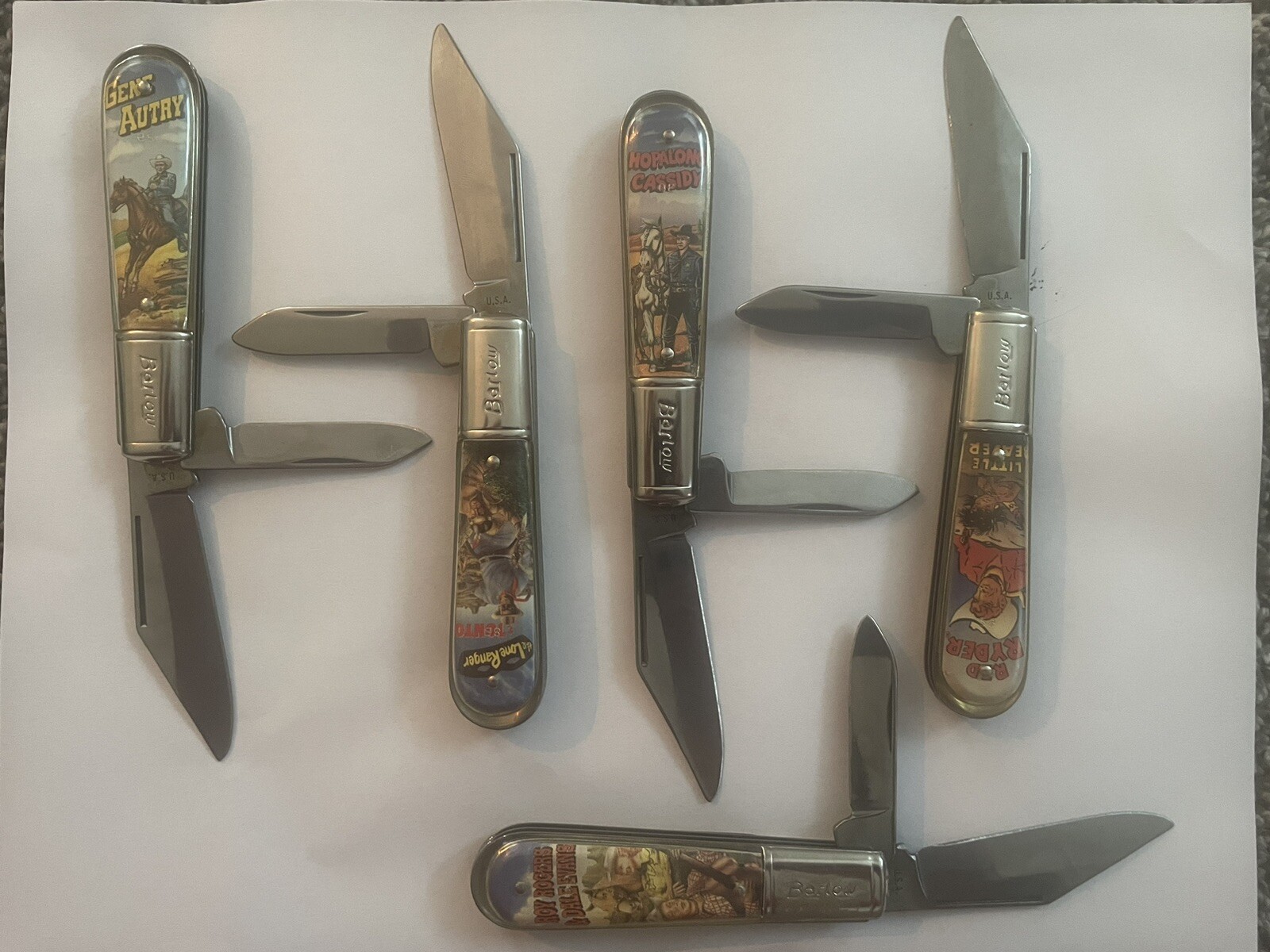 Vintage Barlow Western Knife Lot of 5 Knives Lone Ranger Hopalong