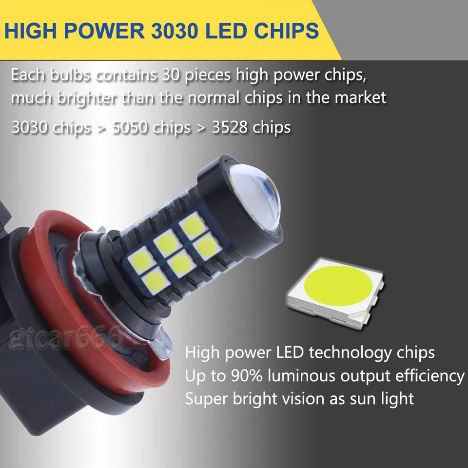 2 X 30SMD ксеноновые белые H8 H11 3030 светодиодные супер яркие противотуманные фары прожектор лампы - Изображение 4 из 4