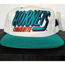 NEW Charlotte Hornets 90s AJD snapback Spell wool white teal hat NBA vtg