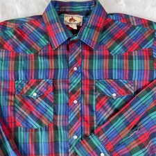 Vintage Rancher Westernwear Pearl Snap Shirt XL Plaid Cowboy Western USA Made